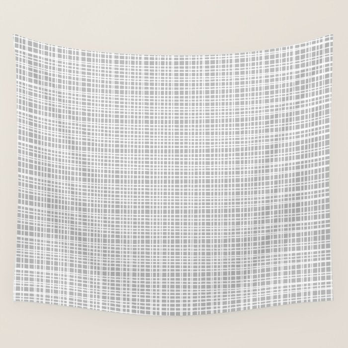 Minimalist Fine Weave Pattern in Gray and White Wall Tapestry Gallery Image 1