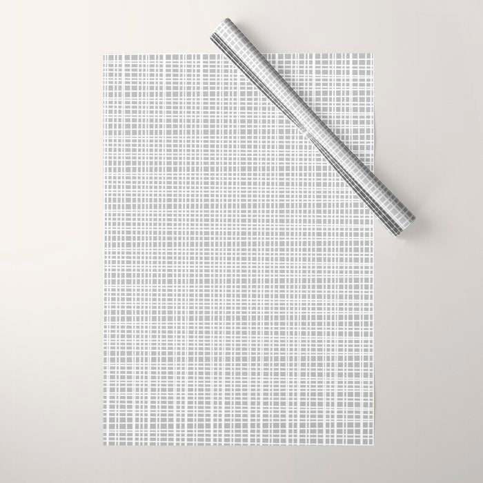 Minimalist Fine Weave Pattern in Gray and White Wrapping Paper Gallery Image 1