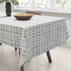 Minimalist Fine Weave Pattern in Gray and White Tablecloth Gallery Image 3