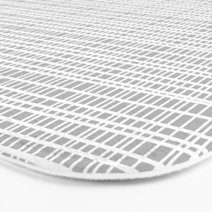 Minimalist Fine Weave Pattern in Gray and White Bath Mat Gallery Image 3