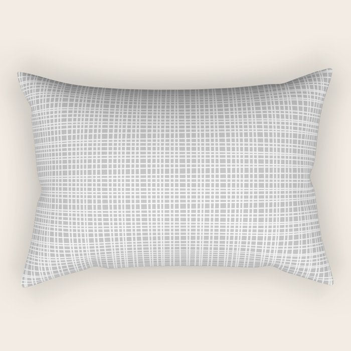 Minimalist Fine Weave Pattern in Gray and White Rectangular Pillow Gallery Image 2