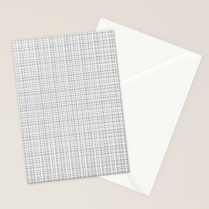 Minimalist Fine Weave Pattern in Gray and White Stationery Card Gallery Image 2
