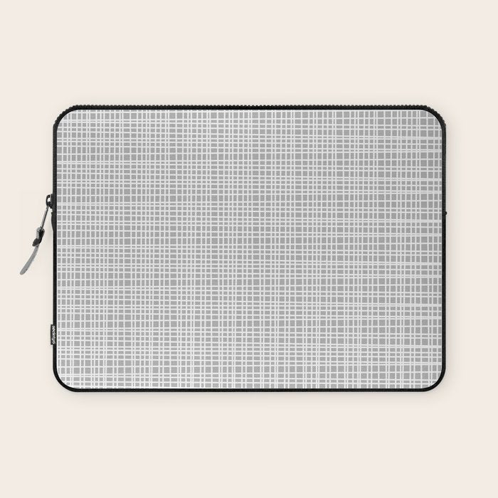 Minimalist Fine Weave Pattern in Gray and White Laptop Sleeve Gallery Image 1