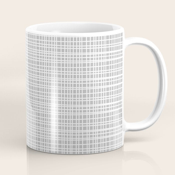 Minimalist Fine Weave Pattern in Gray and White Coffee Mug Gallery Image 1