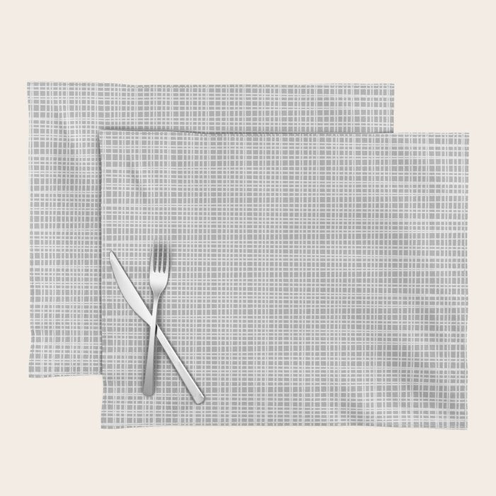 Minimalist Fine Weave Pattern in Gray and White Placemat Gallery Image 1