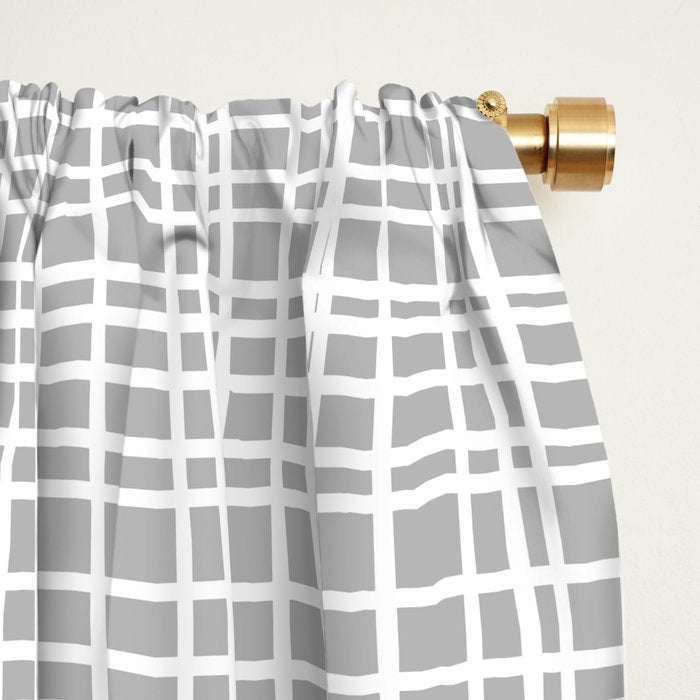 Minimalist Fine Weave Pattern in Gray and White Window Curtain Gallery Image 2