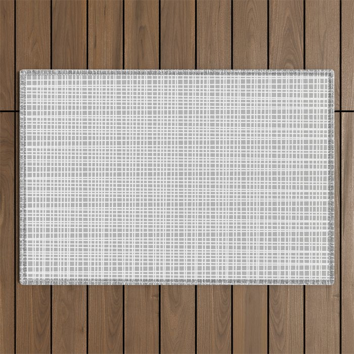 Minimalist Fine Weave Pattern in Gray and White Outdoor Rug Gallery Image 1