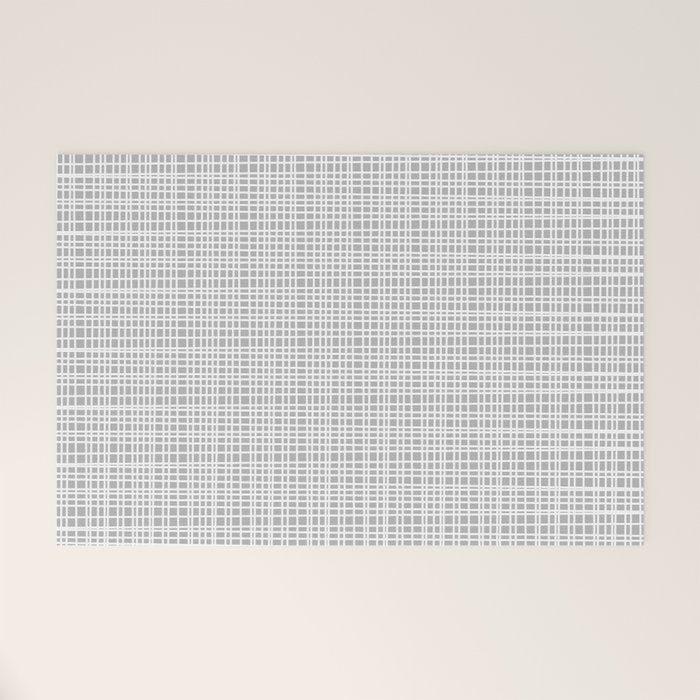 Minimalist Fine Weave Pattern in Gray and White Welcome Mat Gallery Image 1