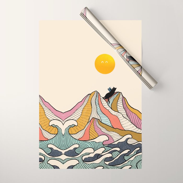 Good Morning Meow 3 - Reading Rainbow Wrapping Paper Gallery Image 1