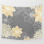 Yellow and Grey Floral Wall Tapestry Gallery Image 4
