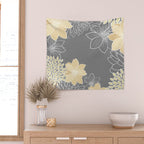 Yellow and Grey Floral Wall Tapestry Gallery Image 2