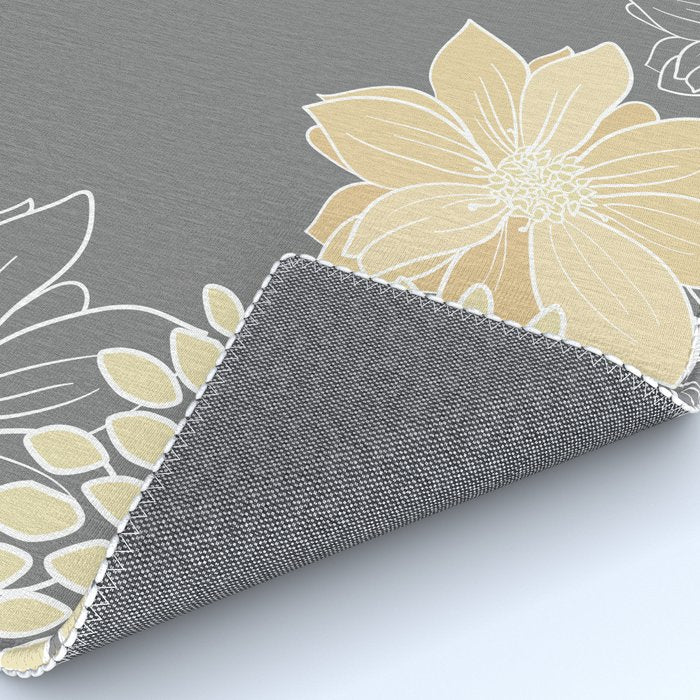 Yellow and Grey Floral Rug Gallery Image 4