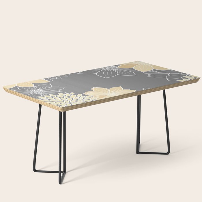 Yellow and Grey Floral Coffee Table Gallery Image 1