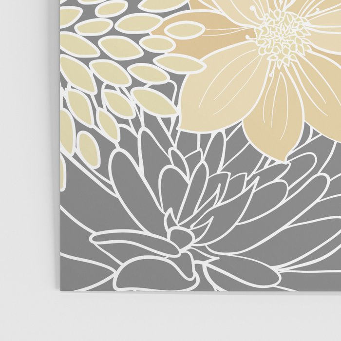 Yellow and Grey Floral Poster Gallery Image 3