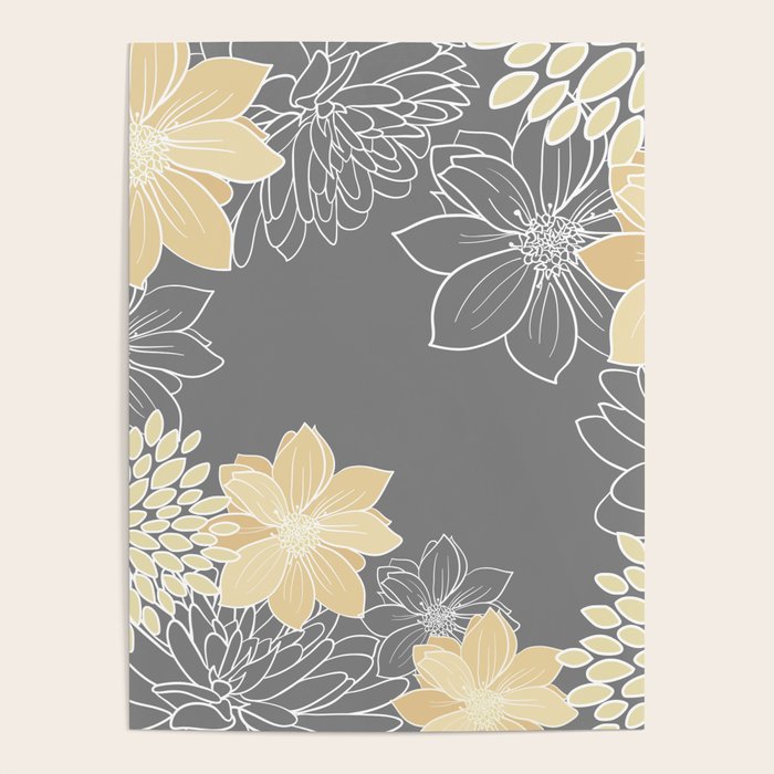 Yellow and Grey Floral Poster Gallery Image 4