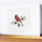 Christmas Red Cardinal Bird and Pine Watercolor Wall Mural Gallery Image 2