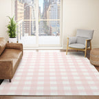 Pastel pink gingham pattern Rug Gallery Image 4