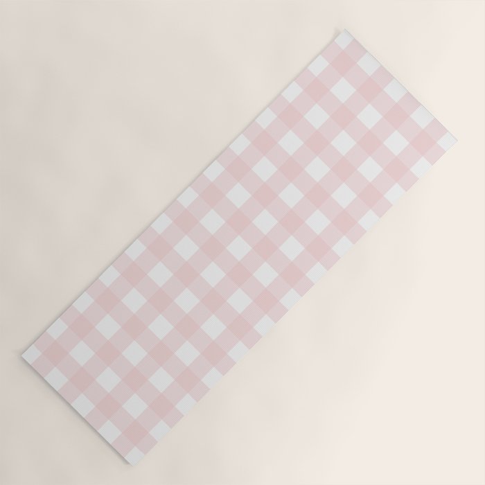 Pastel pink gingham pattern Yoga Mat Gallery Image 1