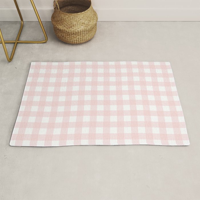 Pastel pink gingham pattern Rug Gallery Image 1