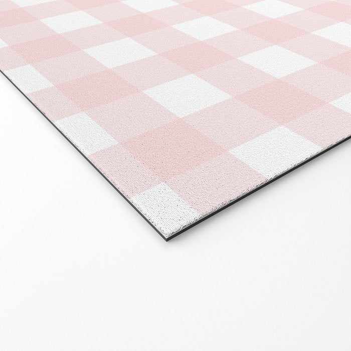 Pastel pink gingham pattern Welcome Mat Gallery Image 2
