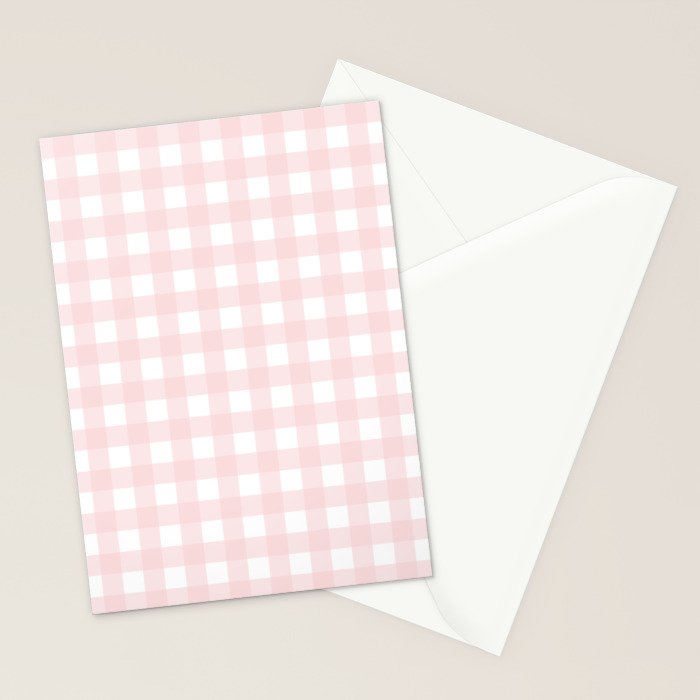 Pastel pink gingham pattern Stationery Card Gallery Image 2