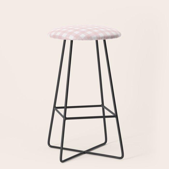 Pastel pink gingham pattern Stool Gallery Image 1