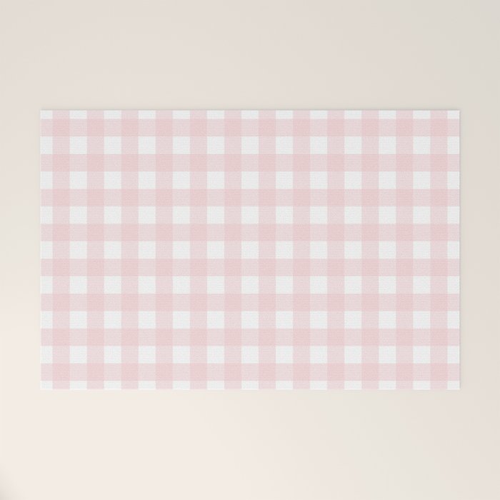 Pastel pink gingham pattern Welcome Mat Gallery Image 1