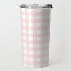 Pastel pink gingham pattern Travel Mug Gallery Image 2