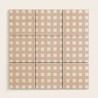 Pastel pink gingham pattern Wood Wall Art Gallery Image 1