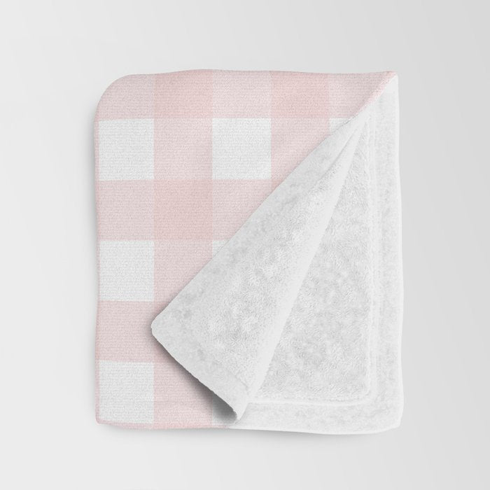Pastel pink gingham pattern Throw Blanket Gallery Image 3