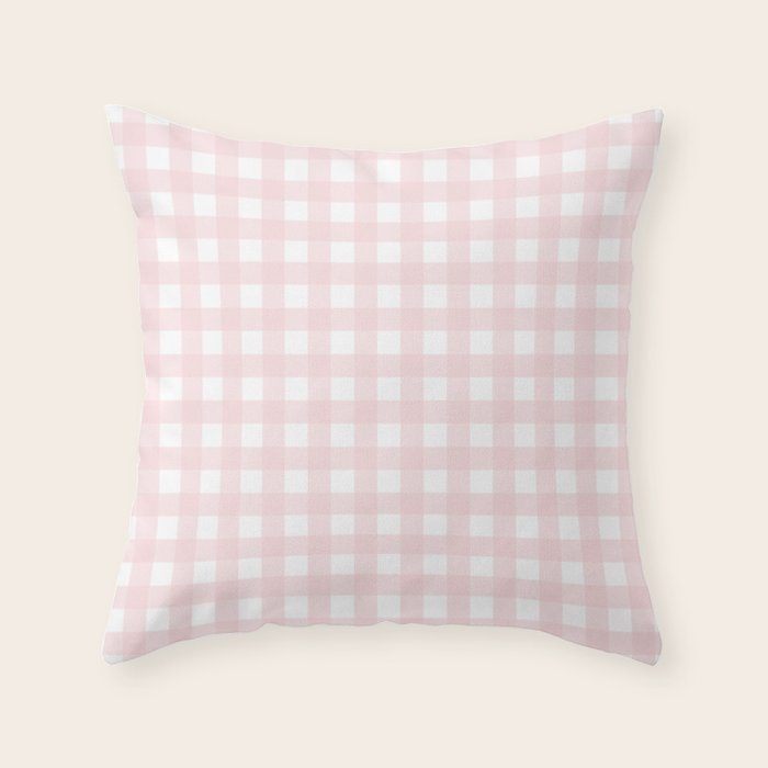 Pastel pink gingham pattern Throw Pillow Gallery Image 6