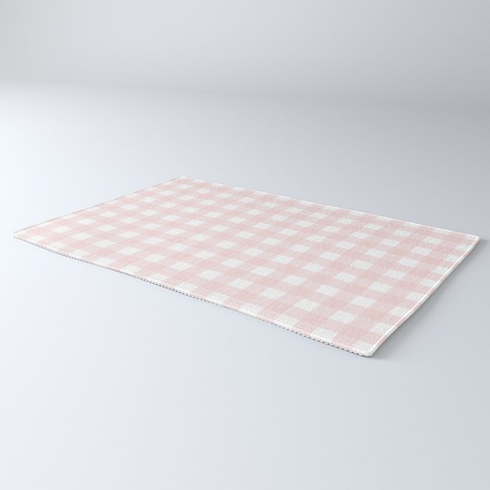 Pastel pink gingham pattern Rug Gallery Image 3