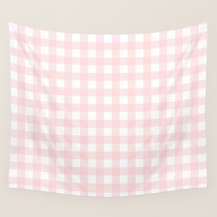 Pastel pink gingham pattern Wall Tapestry Gallery Image 4