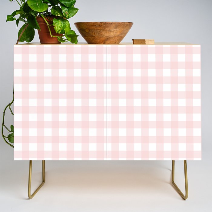 Pastel pink gingham pattern Credenza Gallery Image 1