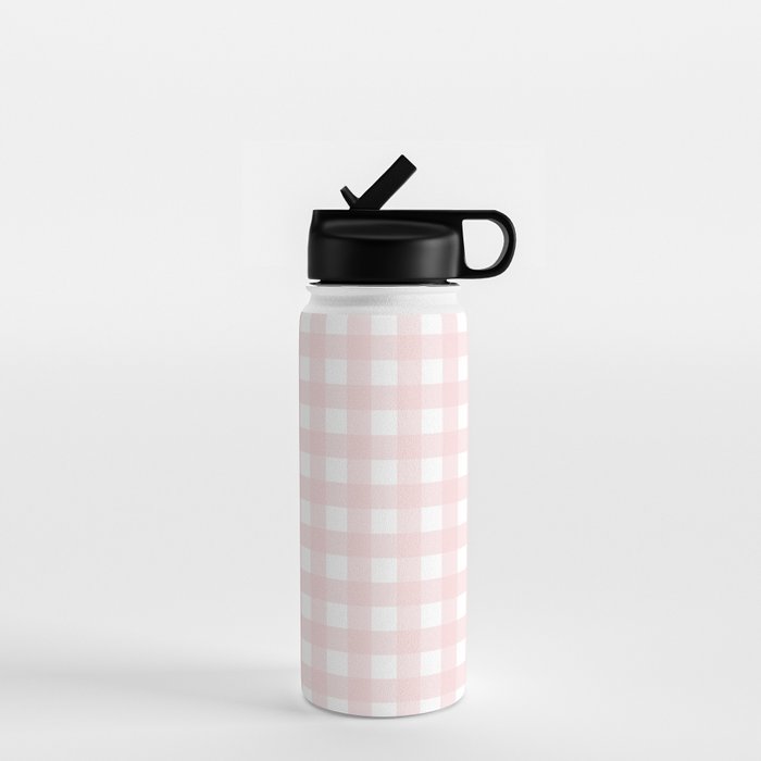 Pastel pink gingham pattern Water Bottle Gallery Image 1