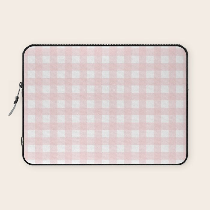 Pastel pink gingham pattern Laptop Sleeve Gallery Image 1
