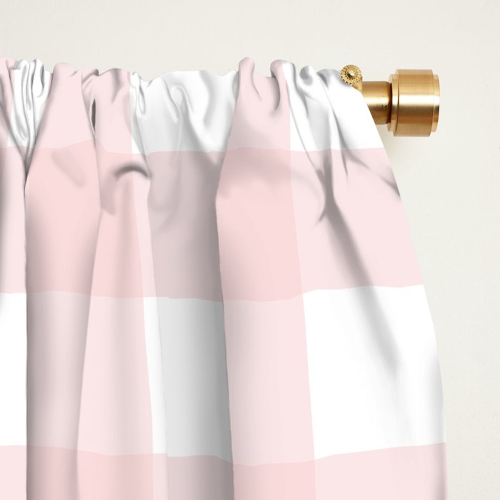 Pastel pink gingham pattern Window Curtain Gallery Image 2
