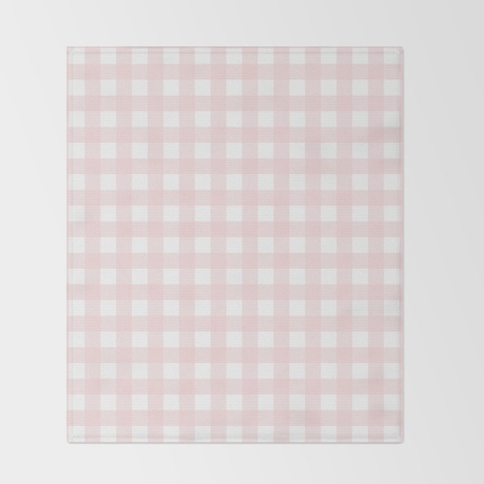 Pastel pink gingham pattern Throw Blanket Gallery Image 2