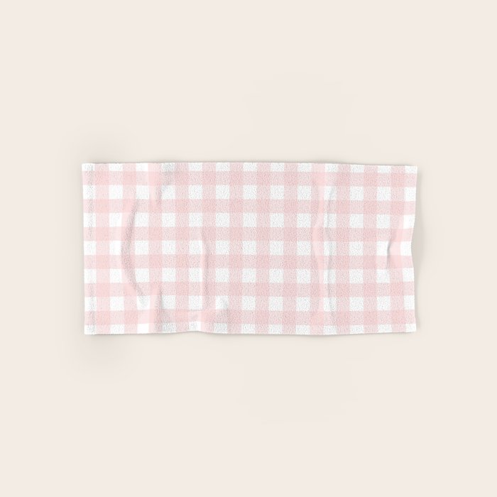 Pastel pink gingham pattern Bath Towel Gallery Image 1