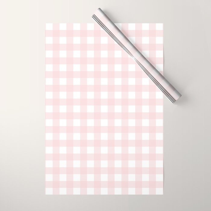 Pastel pink gingham pattern Wrapping Paper Gallery Image 1