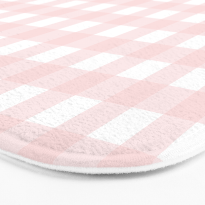 Pastel pink gingham pattern Bath Mat Gallery Image 3