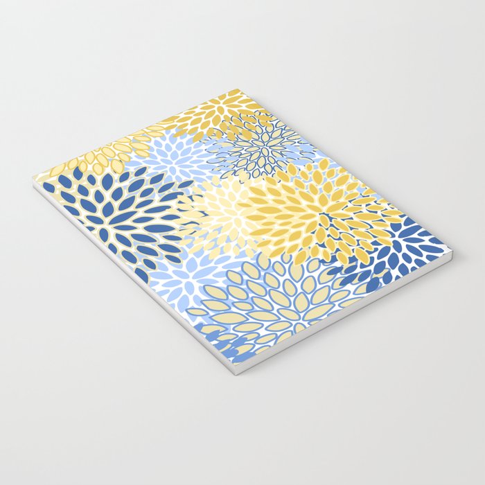 Modern, Floral Prints, Summer, Yellow and Blue Notebook Gallery Image 3
