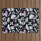 Trendy holographic y2k sticker pattern Outdoor Rug Gallery Image 1