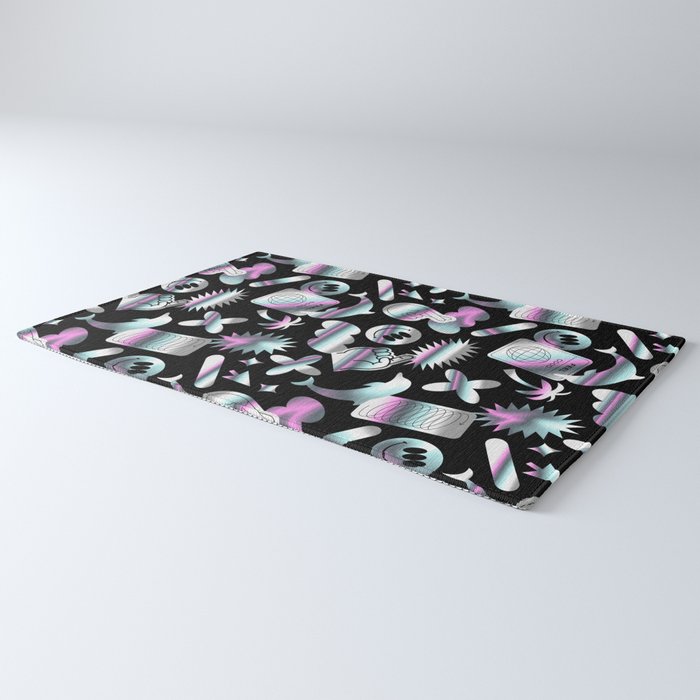 Trendy holographic y2k sticker pattern Rug Gallery Image 3