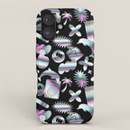 Trendy holographic y2k sticker pattern iPhone Case Gallery Image 1