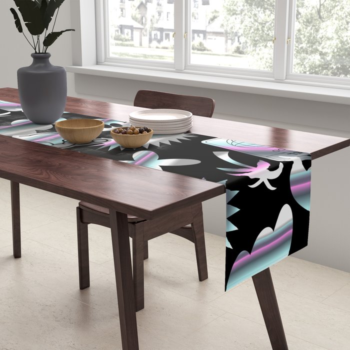 Trendy holographic y2k sticker pattern Table Runner Gallery Image 2
