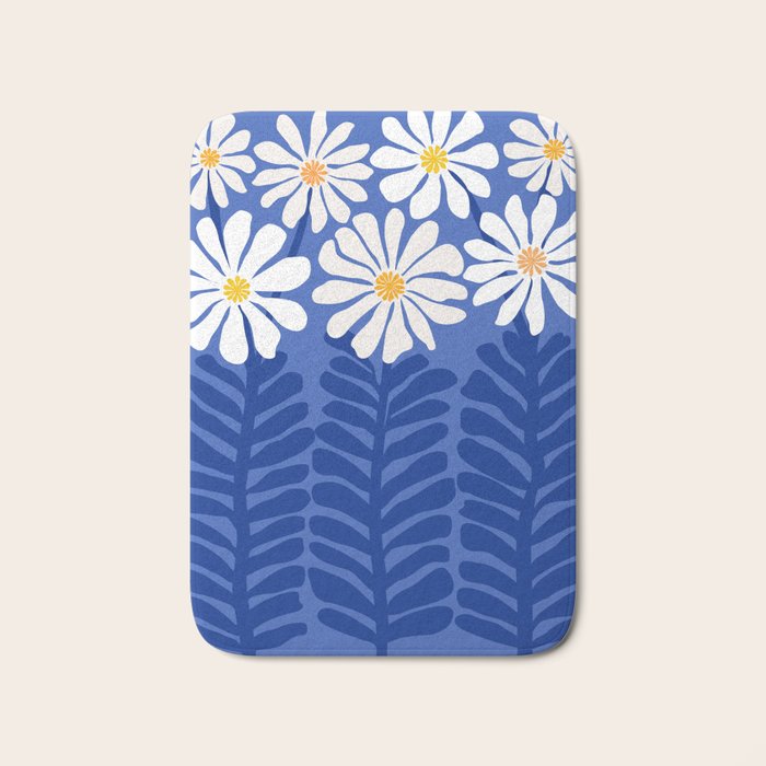 Daisy Dreams - Whimsical Flower Illustration Bath Mat Gallery Image 1