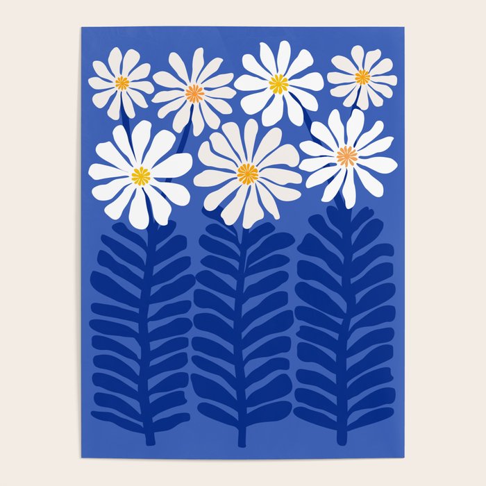 Daisy Dreams - Whimsical Flower Illustration Poster Gallery Image 1