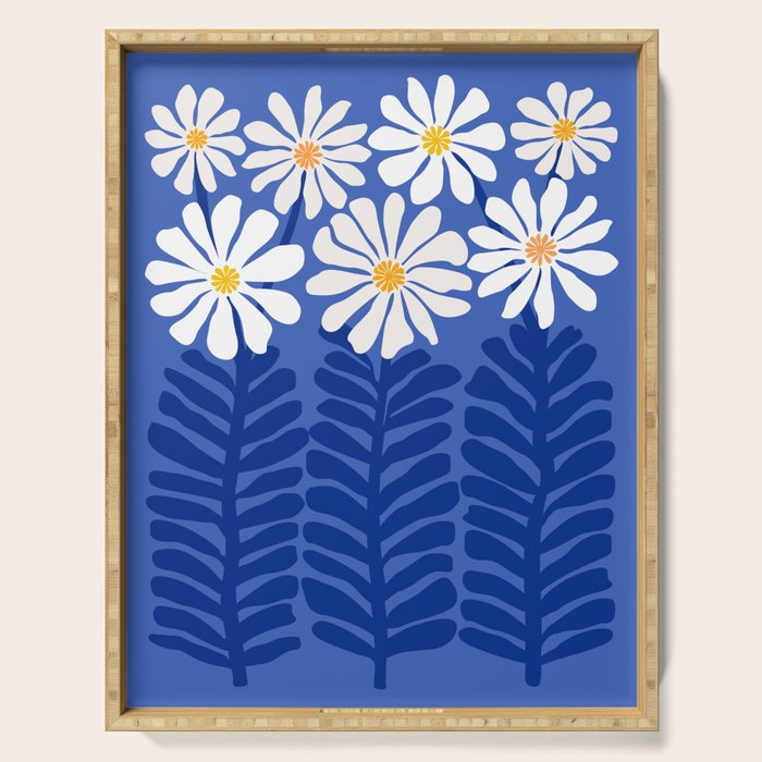 Daisy Dreams - Whimsical Flower Illustration Serving Tray Gallery Image 1