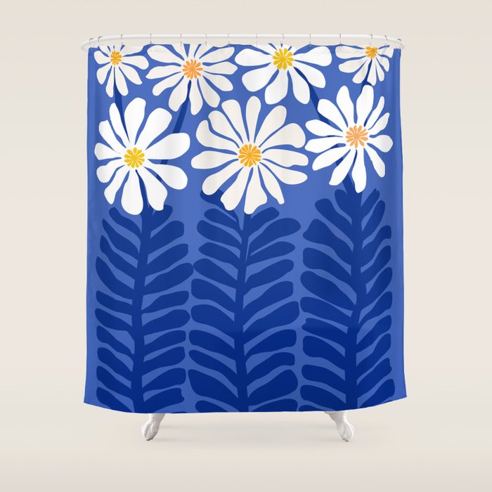 Daisy Dreams - Whimsical Flower Illustration Shower Curtain Gallery Image 1